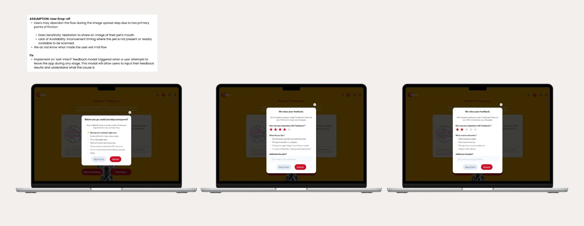 Exit form and completion form