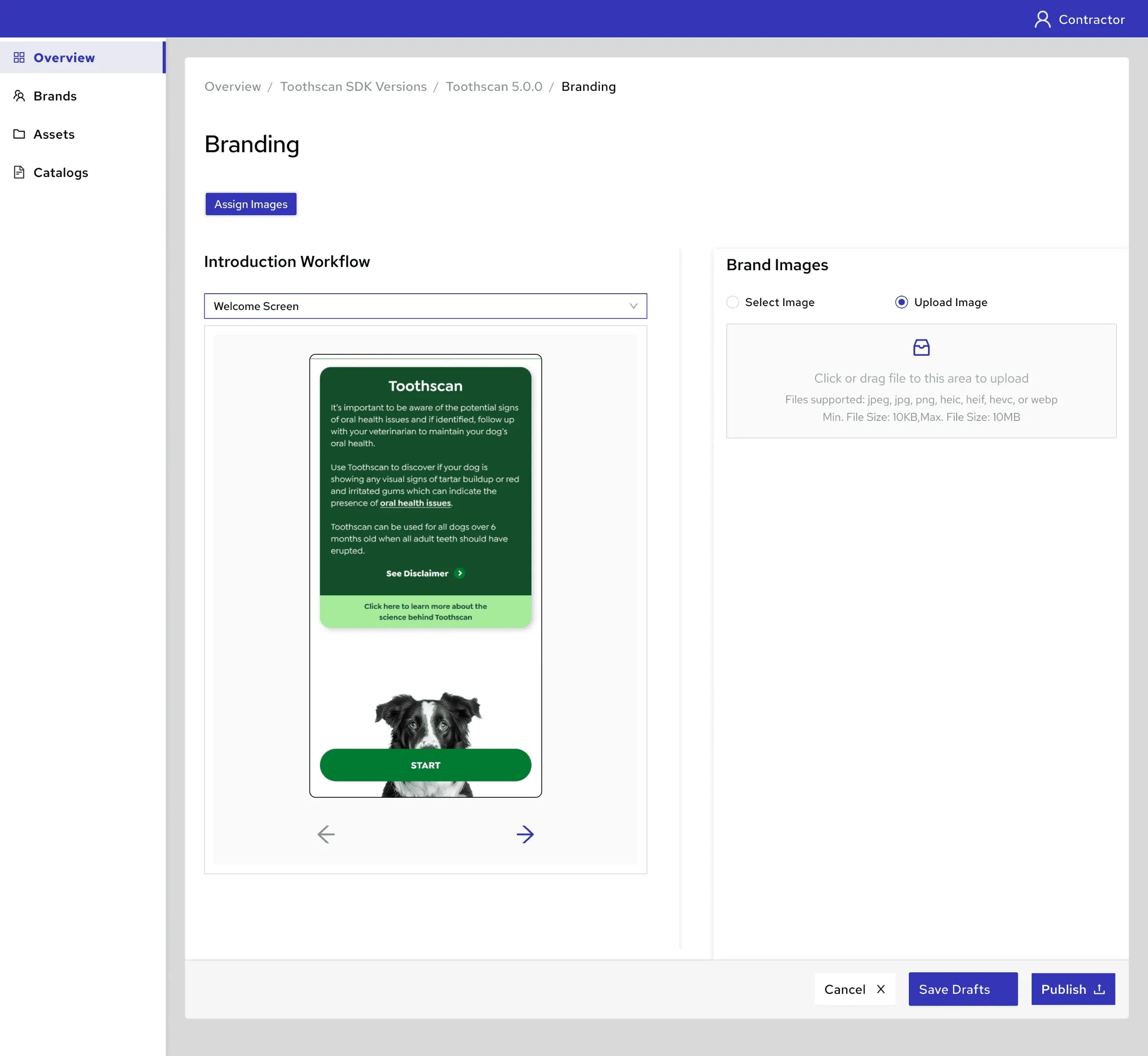Dropped: a Select / Upload toggle