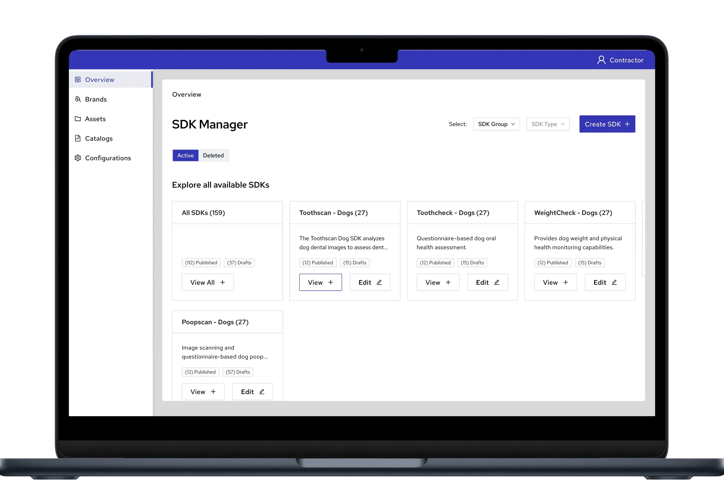 SDK Manager: the SDK overview on a laptop